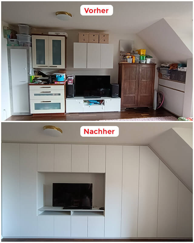 Dachschrägen-Einbauschrank für´s Wohnzimmer in Neuss