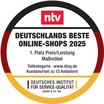 NTV - DISQ Preisträger - 1. Platz Preis/Leistung Massmöbel NTV - DISQ Preisträger - 1. Platz Preis/Leistung Massmöbel